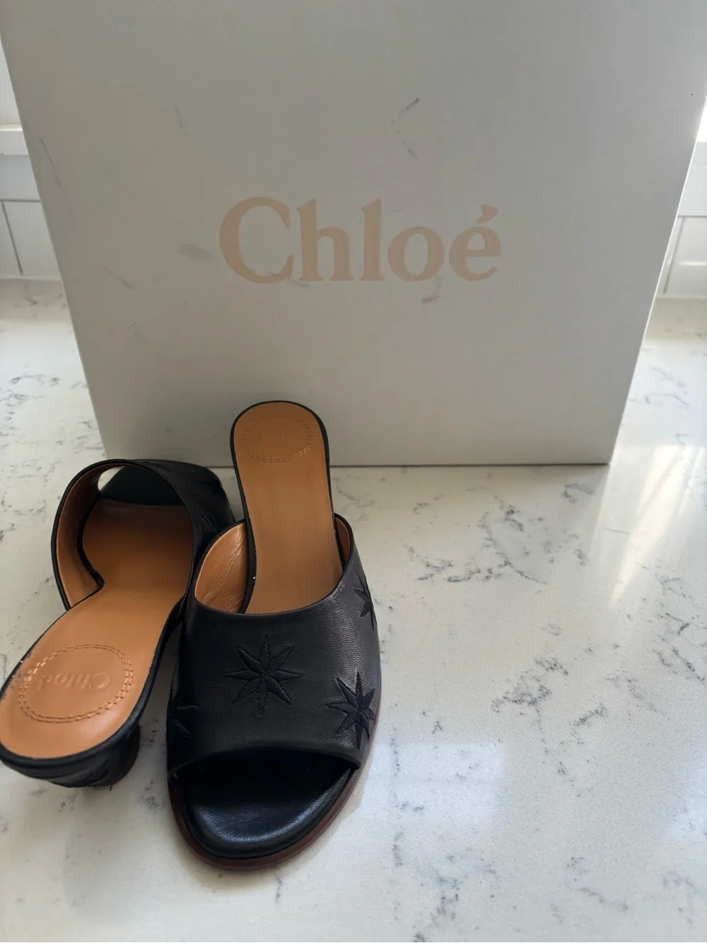 Chole’ Oli Black Leather Mules